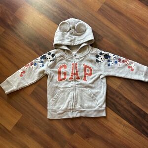 Gap Kids Disney Mickey Mouse Full‎ Zip Hooded Sweater shirt 3T